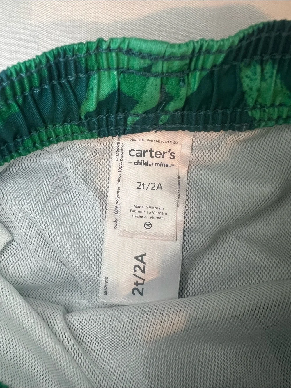 Carter's Green Rash Guard and Tropical Swim Trunk Set Size 2T